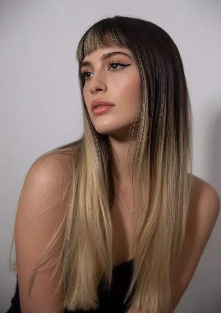 Blunt Blonde Ombre with Edge Bangs
