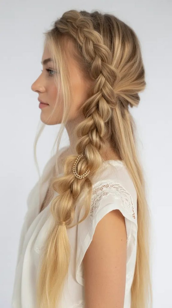 Boho Side Braid with Texture Ring
