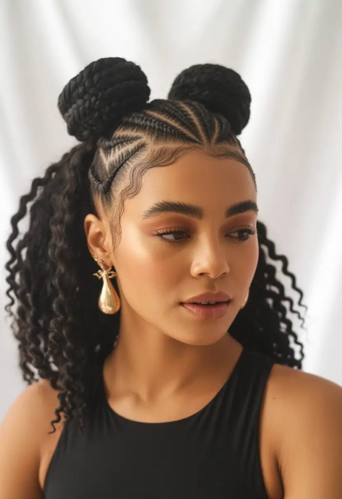 Braided Royalty Protective Space Bun Cornrows