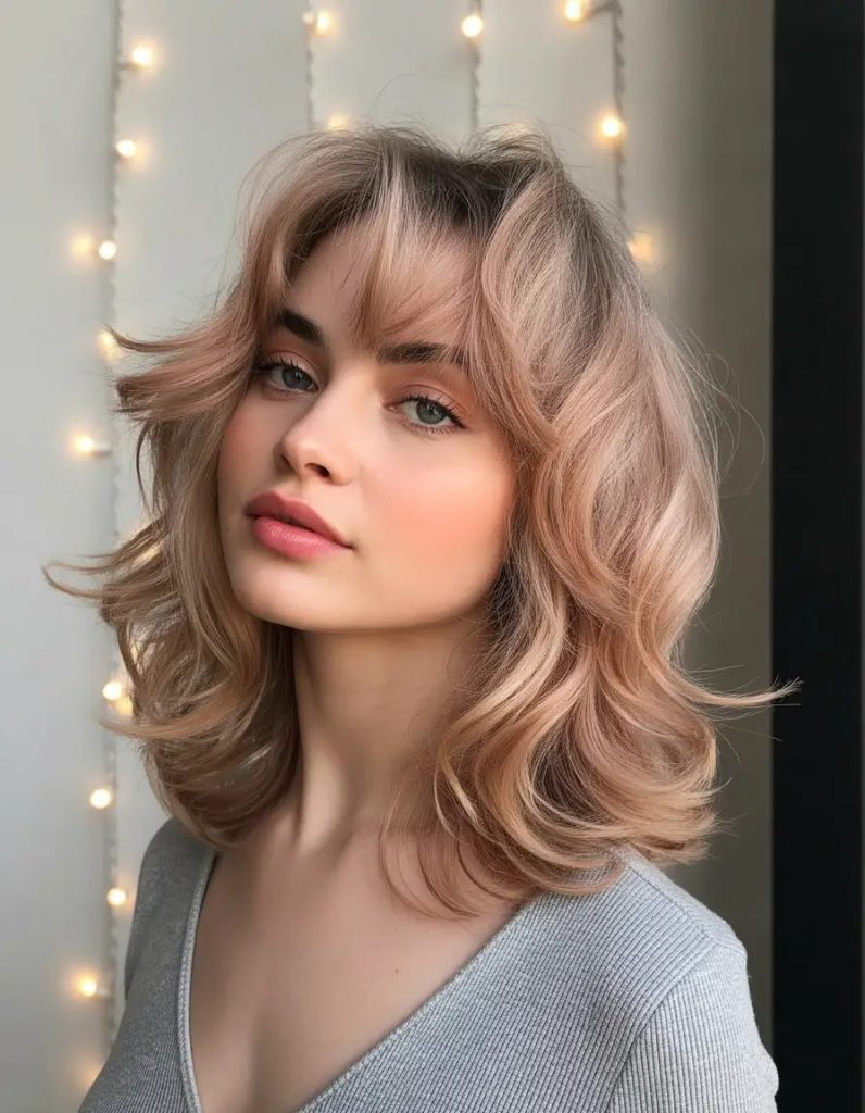 Champagne Rose Mid-Length Blowout