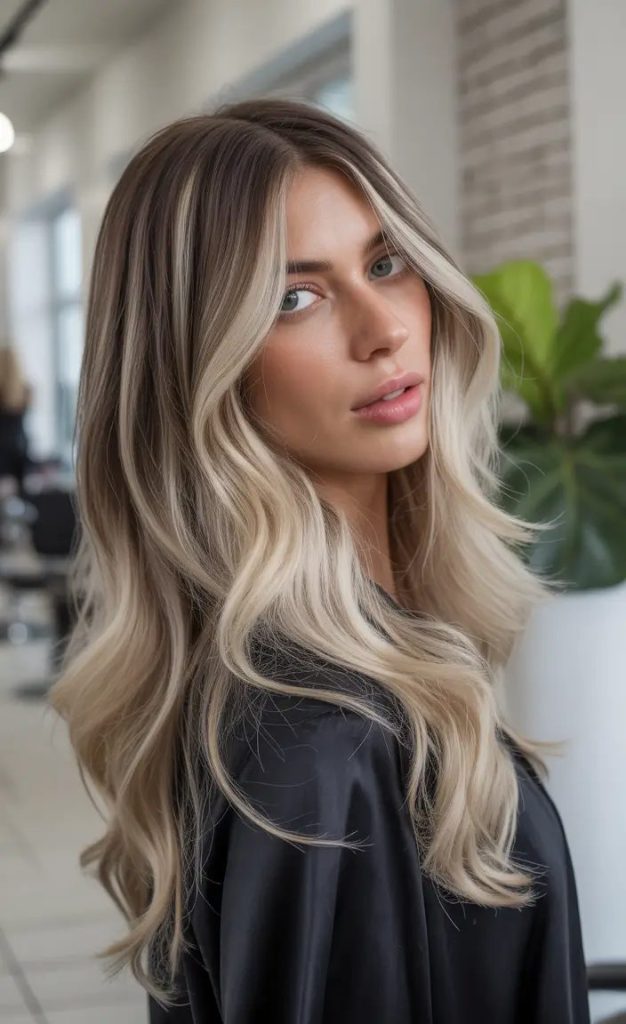 Creamy Latte Blonde with Melted Root Shadow