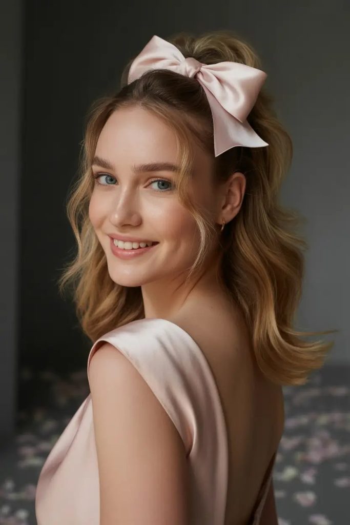 Curls with a Statement Bow
