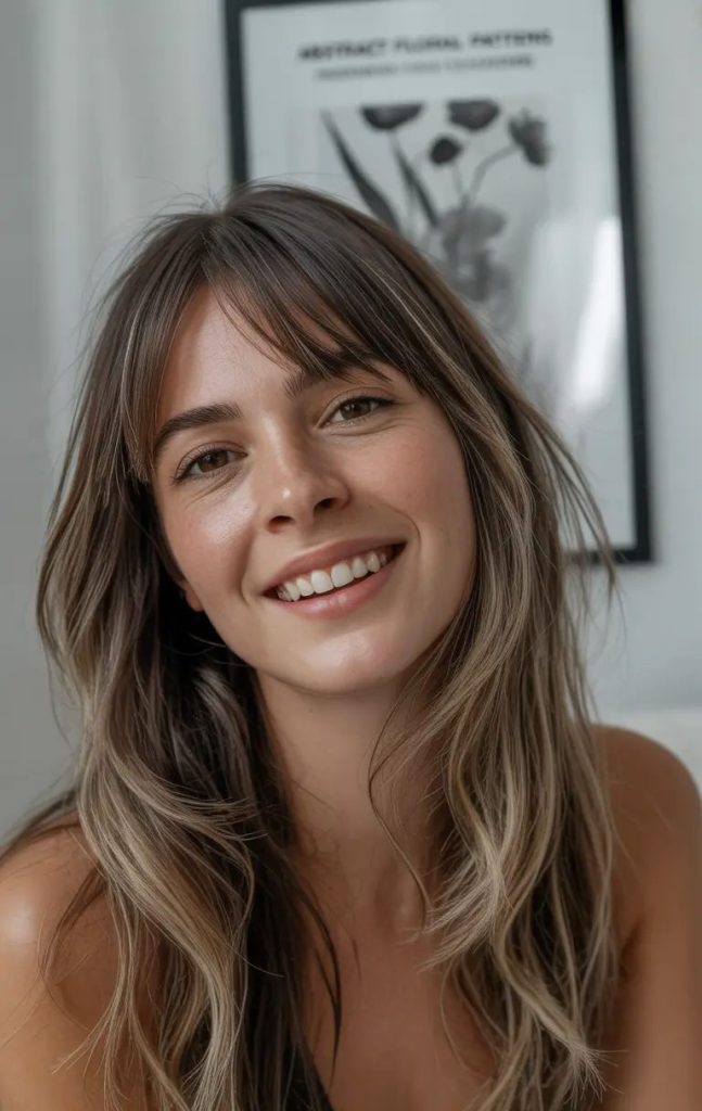 Face-Framing Layers with Breezy Bangs
