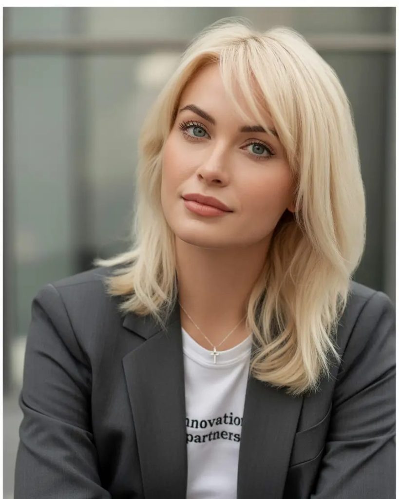 Feathered Fringe with Cool Blonde Volume