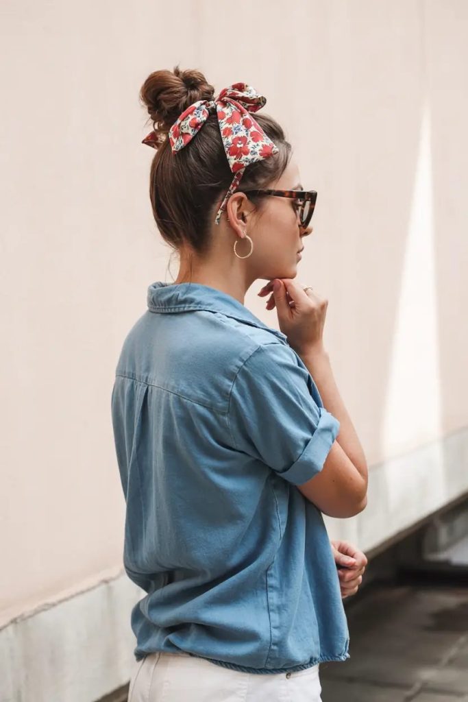 Floral Bow and Lazy-Girl Top Knot