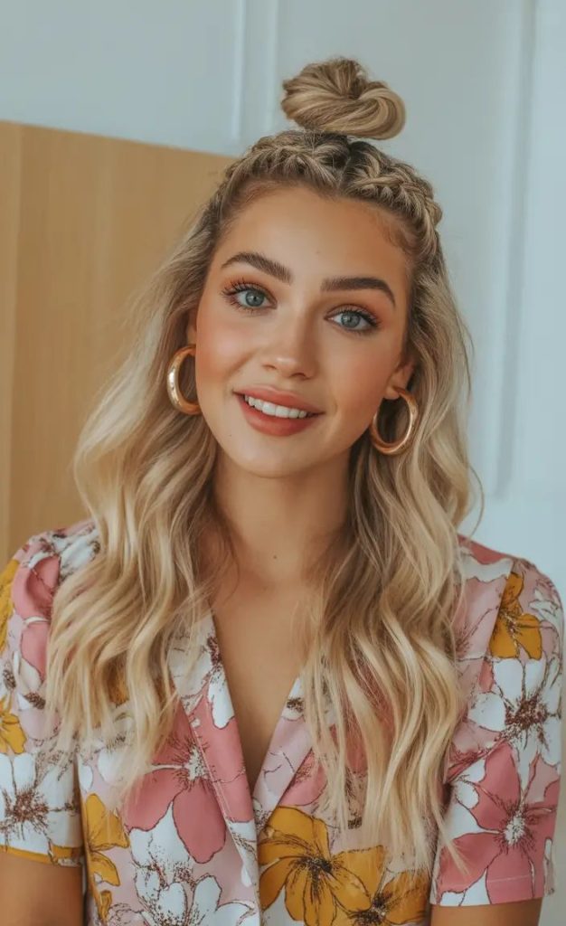 Half-Up Twists with Mini Top Knot
