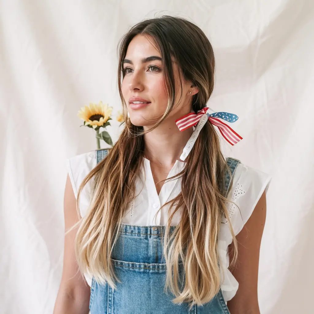 Low Pigtails with Americana Flair