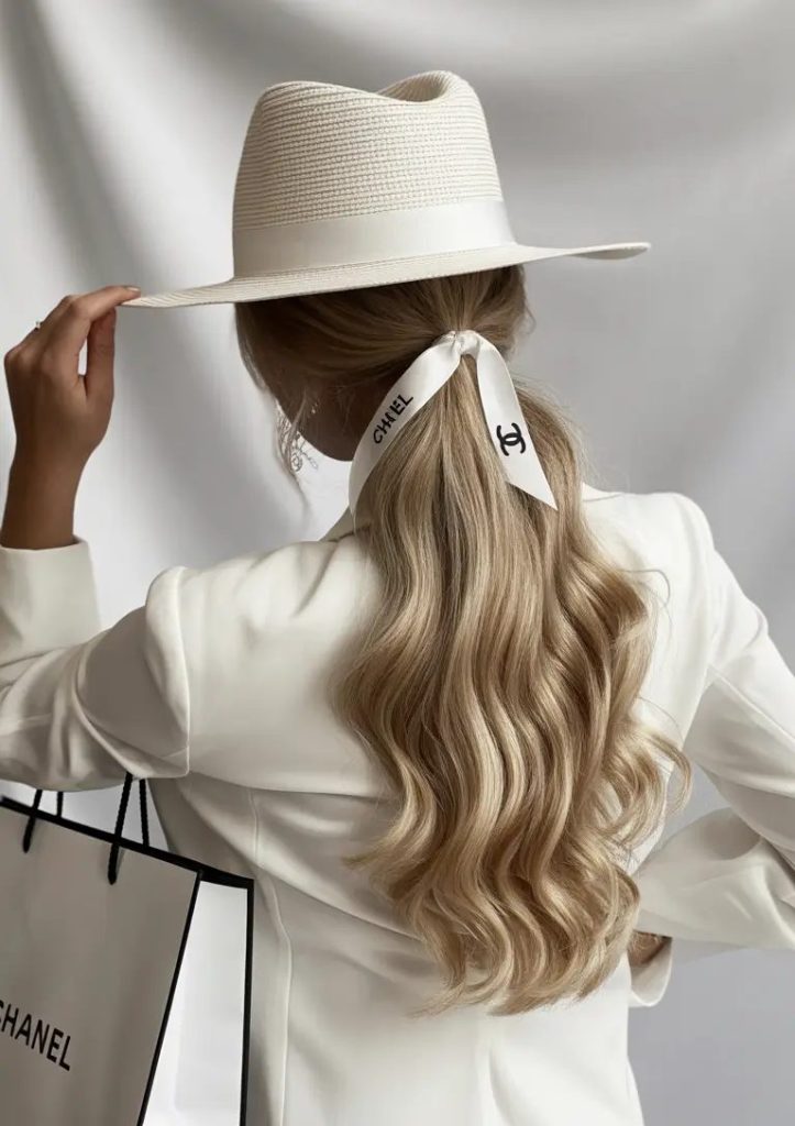 Luxury Wavy Pony with Ribbon Tie
