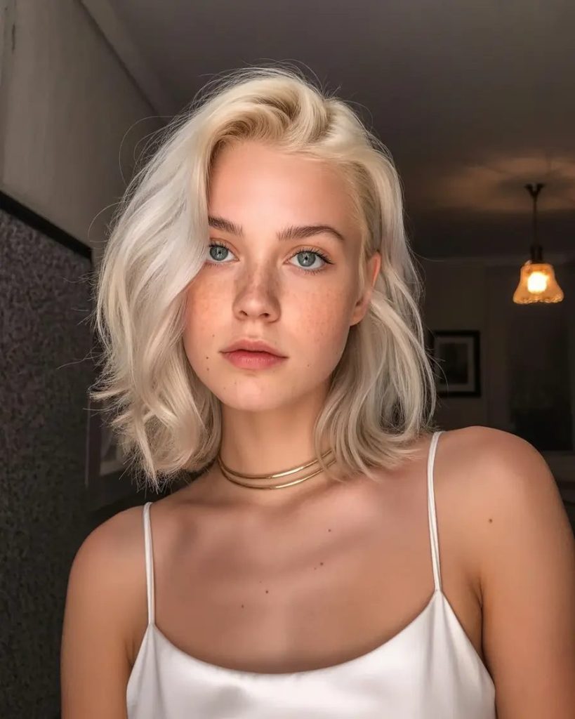 Messy Luxe Bob with Subtle Waves
