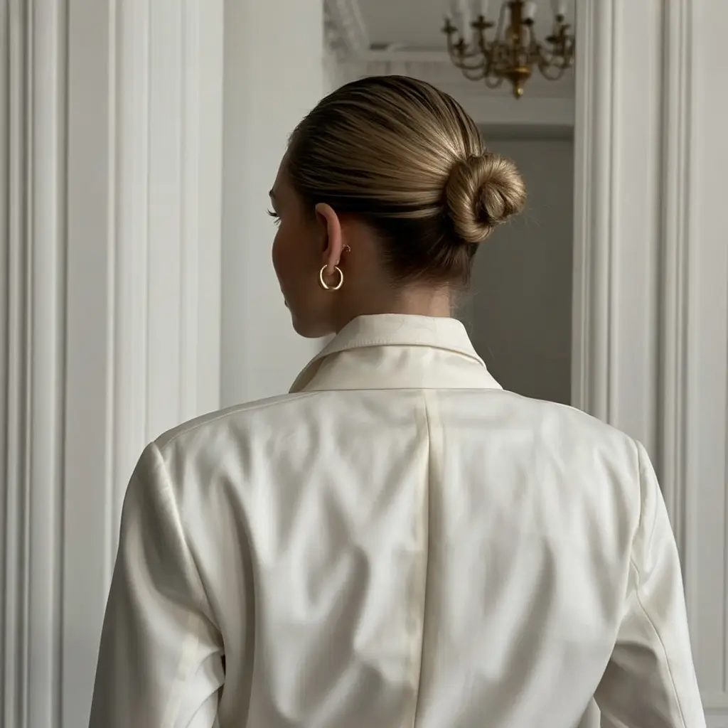 Minimalist Low Bun with a Soft Business Edge
