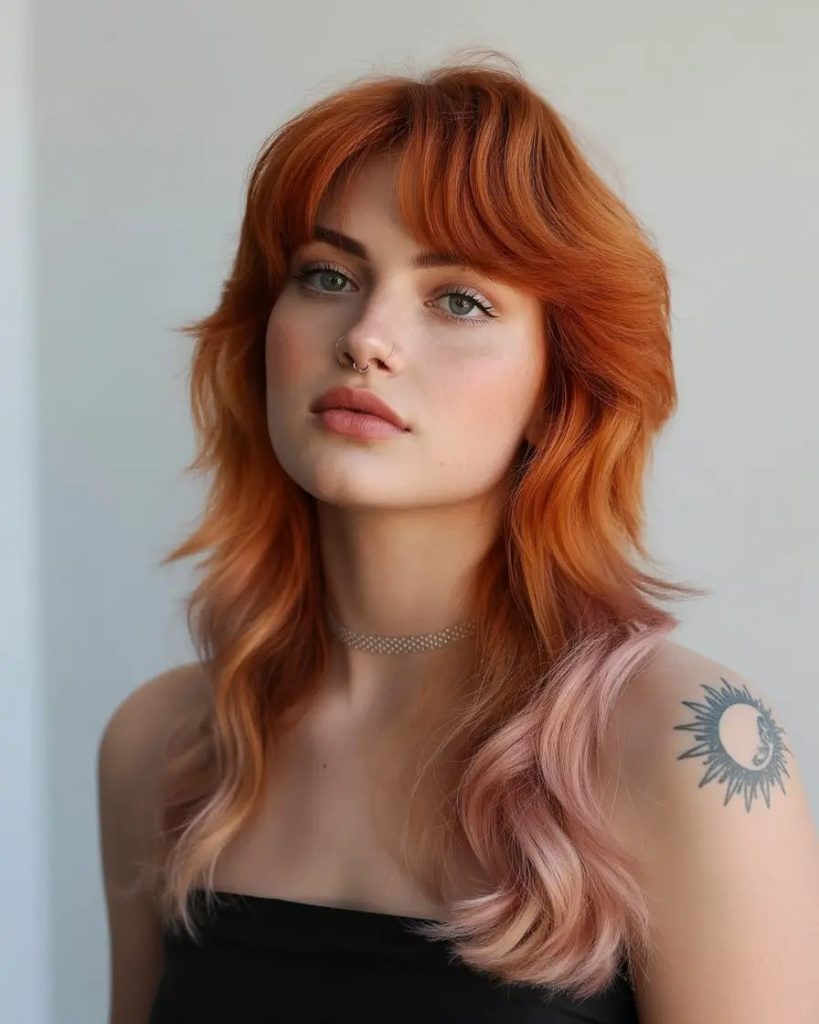 Modern Shag with Peach-Toned Dip Dye
