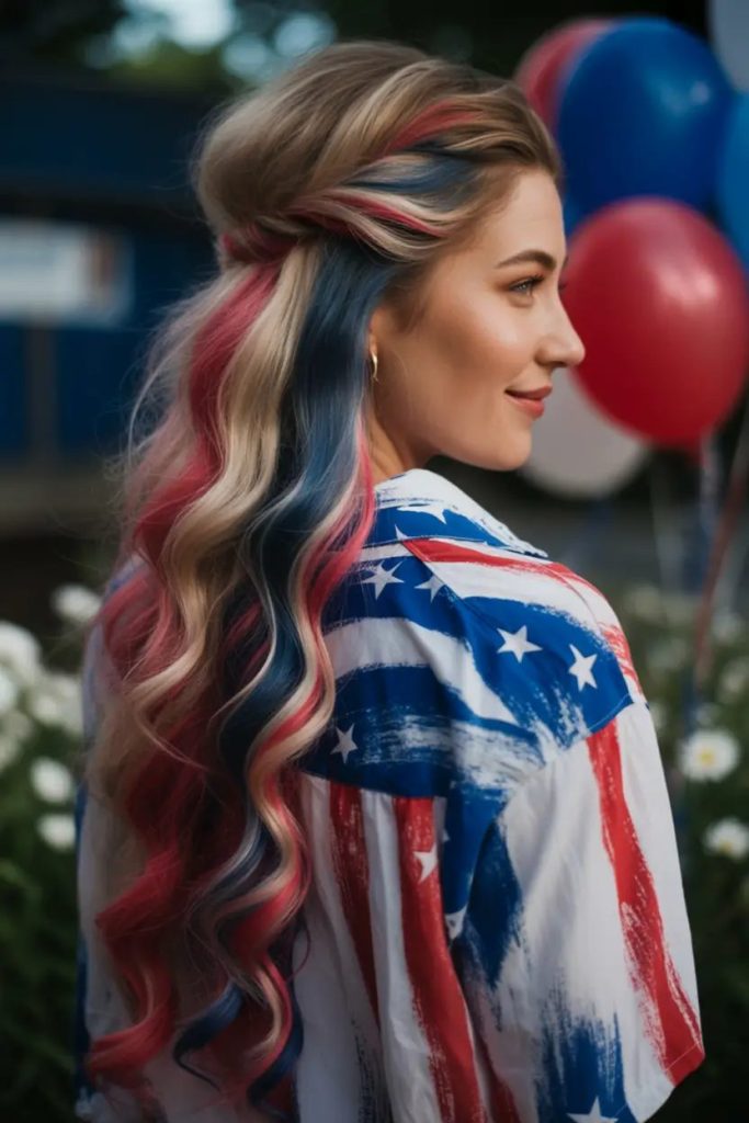Patriotic Highlights with Glamorous Curls
