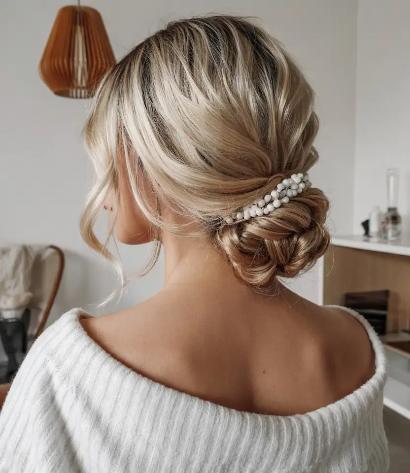Pearl-Tucked Chignon Elegance