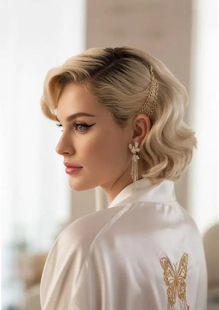 Retro Waves with Gold Chain Glam
