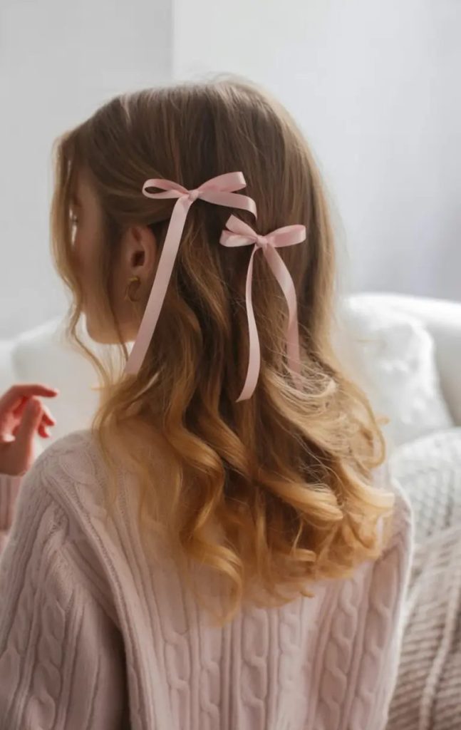 Ribboned Shoulder-Length Soft Waves