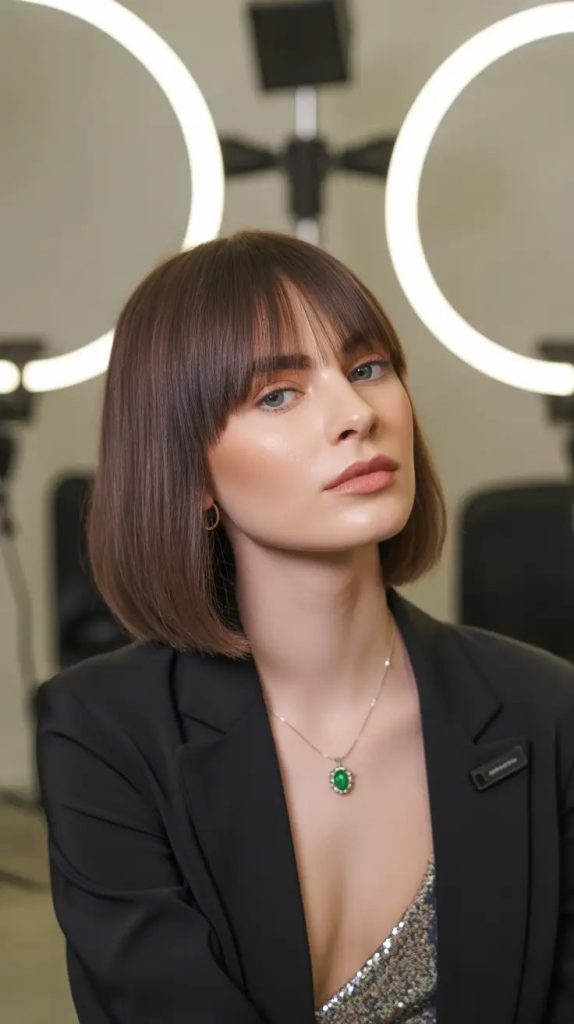 Sculpted Bob with Micro Fringe
