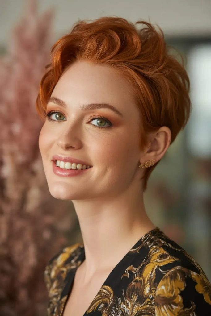 Sculpted Ginger Pixie with Side Texture
