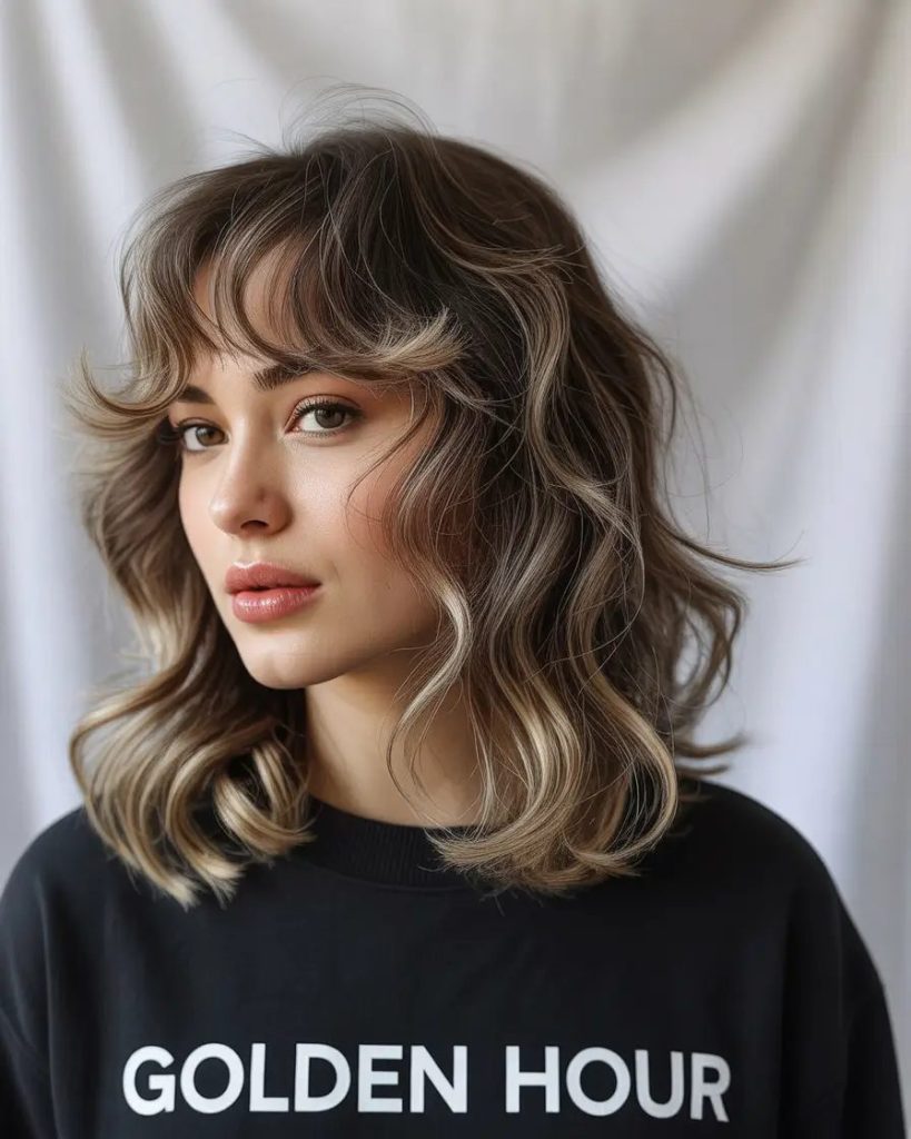 Shoulder-Skimming Shag with Tousled Bangs

