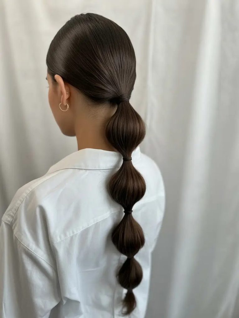 Slick Bubble Braid Ponytail