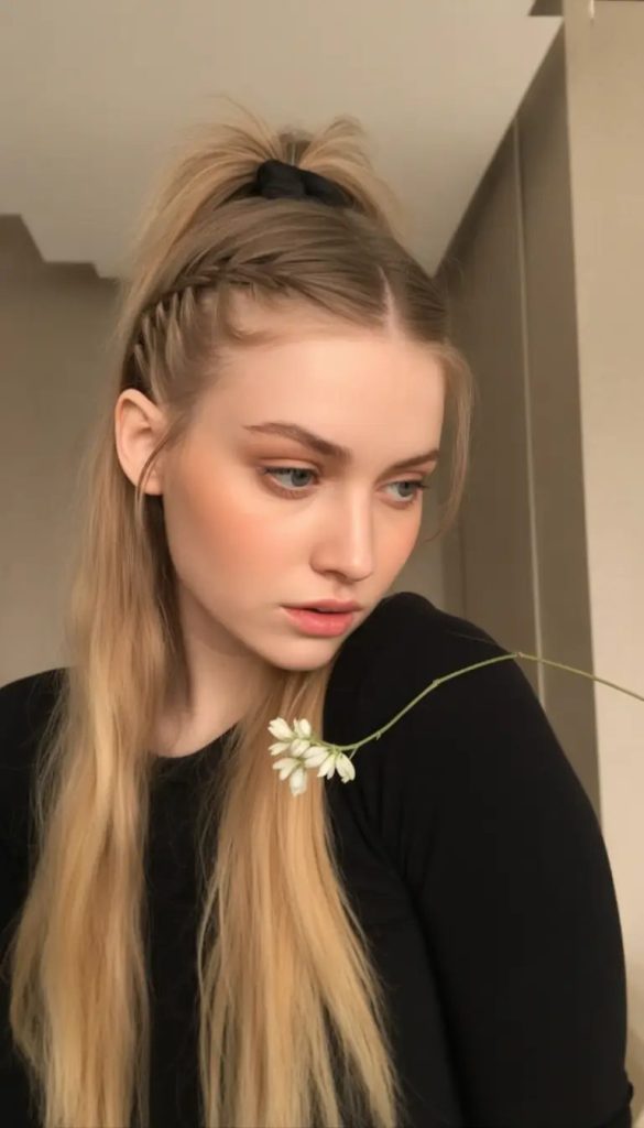 Soft Boho Pony with Braided Detail
