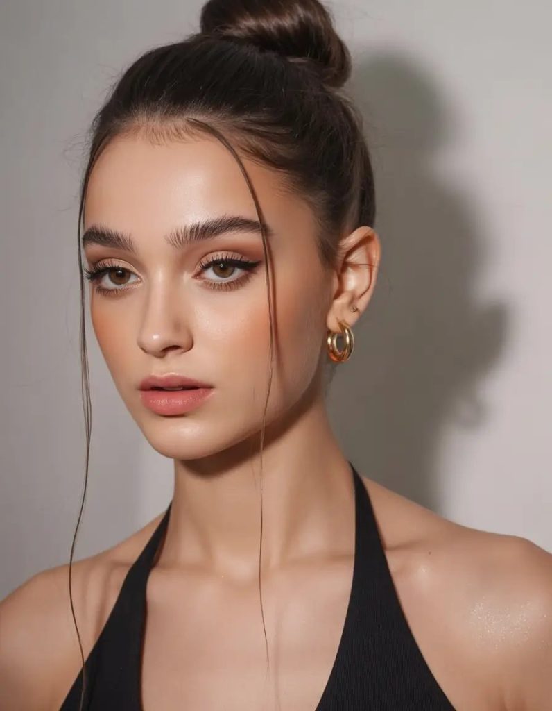 Soft-Edge High Bun with Front Tendrils
