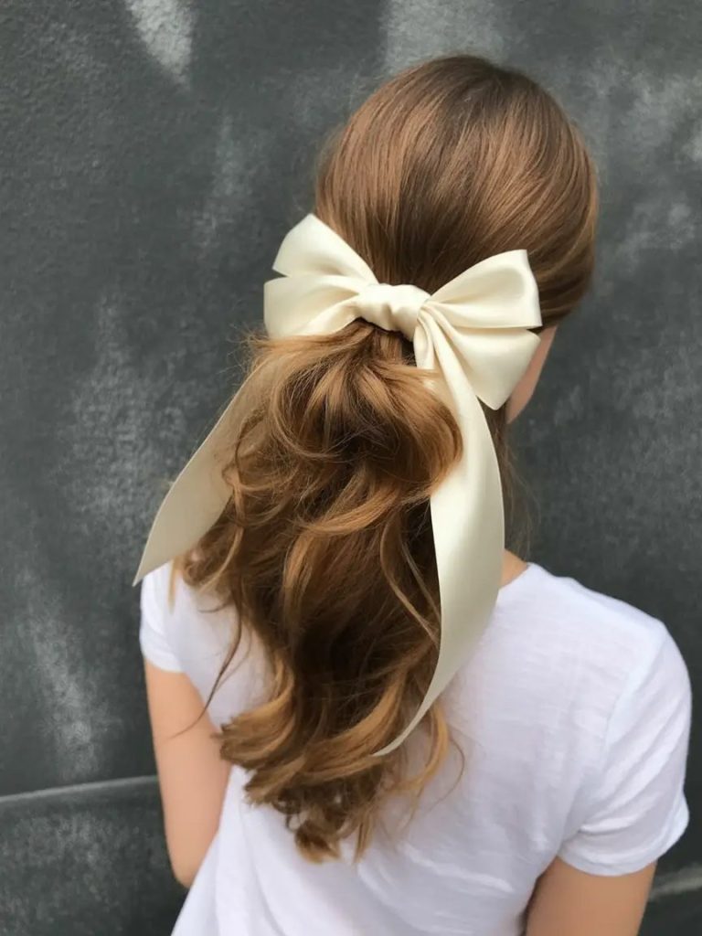 Soft Ponytail with Oversized Satin Bow