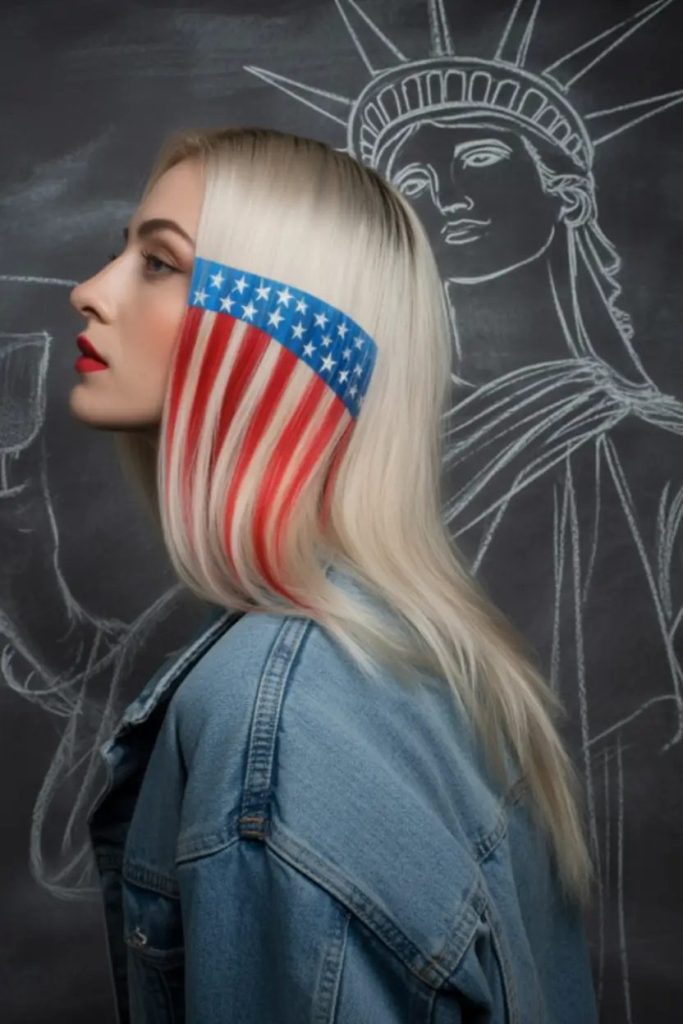 Striking American Flag Hair Art
