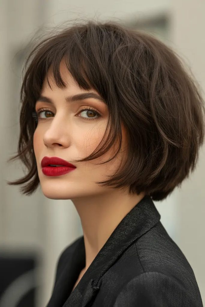 Textured Bob with Shag Bangs
