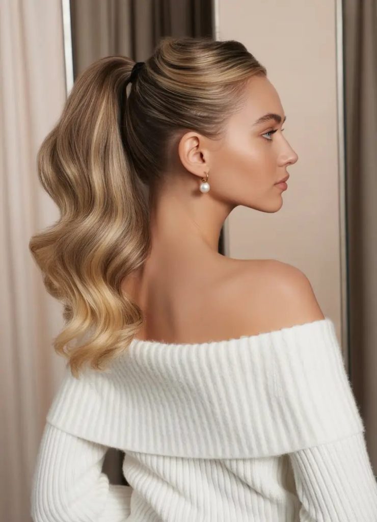 The S-Curve Ponytail with Glam Volume
