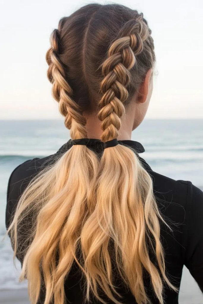 Twist Braids with Ribbon Tie-Back
