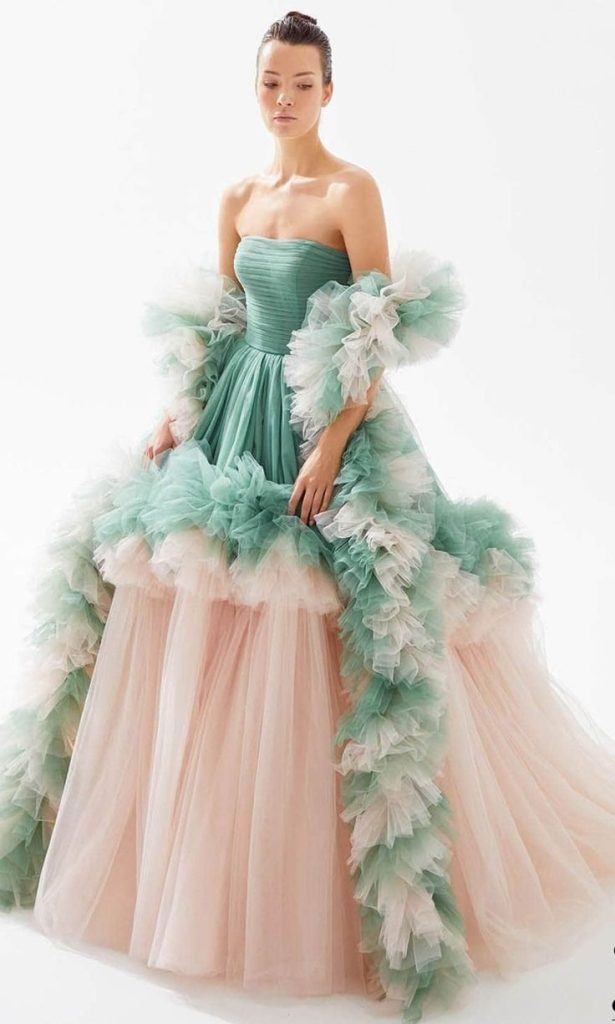 A Cascade of Tulle in Oceanic Hues