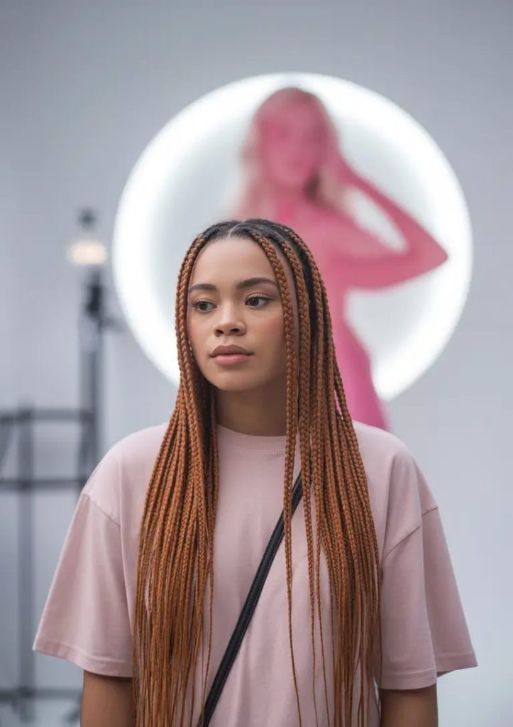 Box Braids in Honey Copper