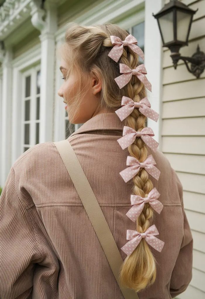 Braid Parade with Pink Polka Dots
