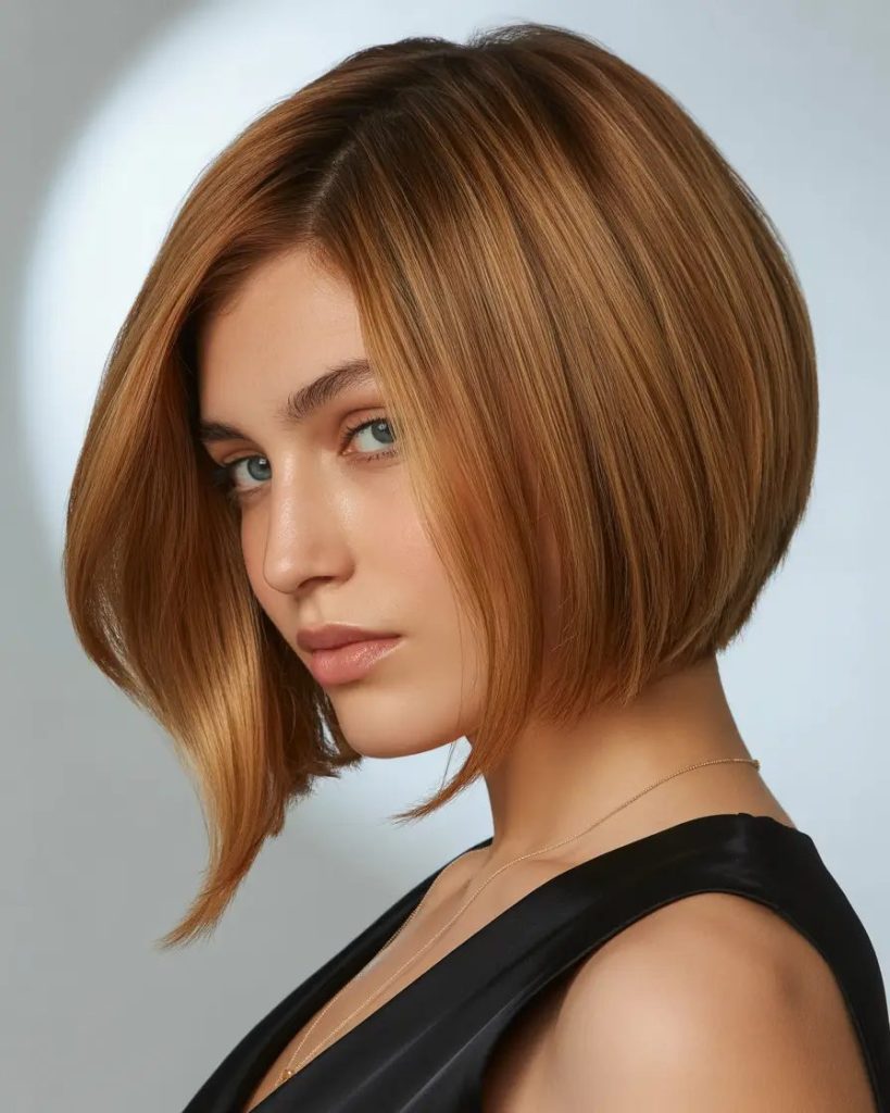 Copper Sleek Bob with Diagonal Drop