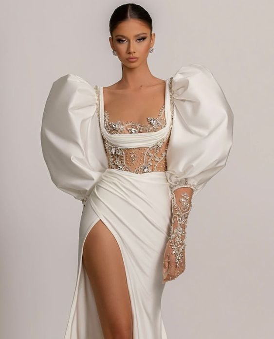 Elegant Embellishment and Dramatic Sleeves