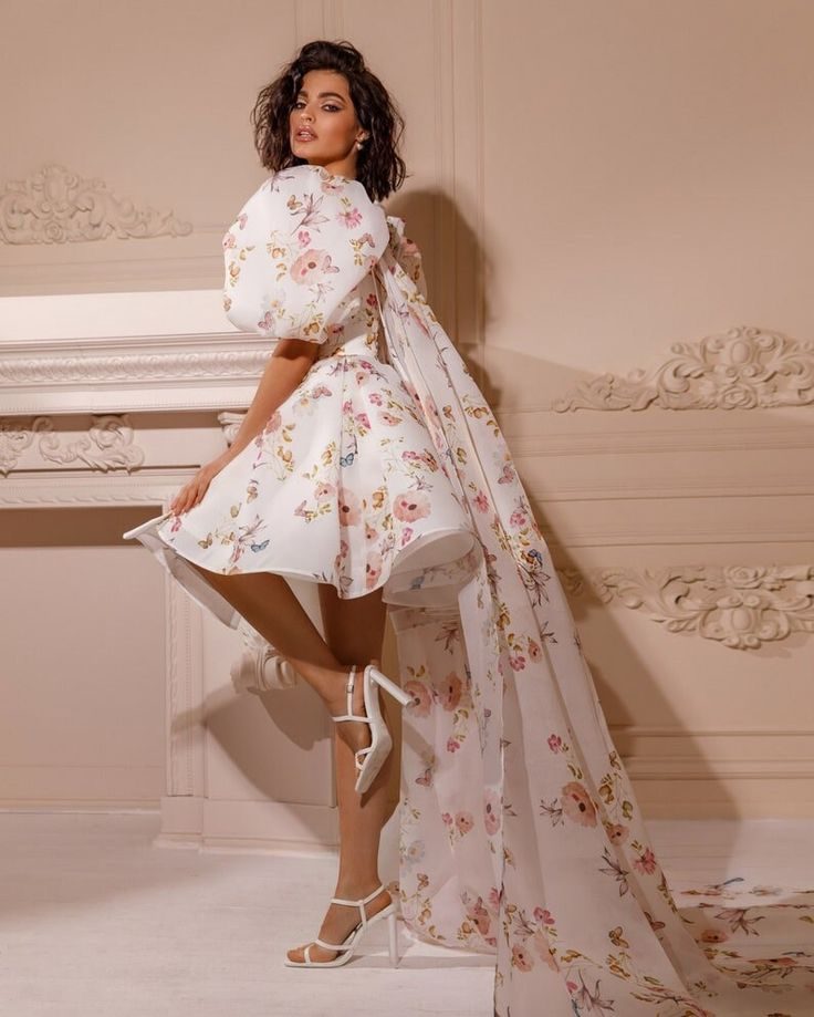 Elegant Puff Sleeve Floral with a Trail of Boho Charm