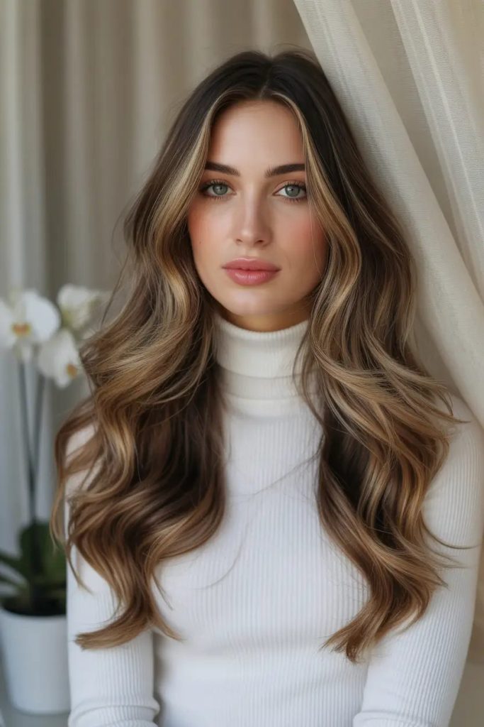 Espresso Balayage with Soft Glam Waves