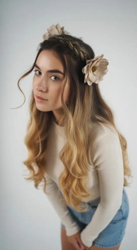 Festival-Ready Braided Crown with Oversized Flowers
