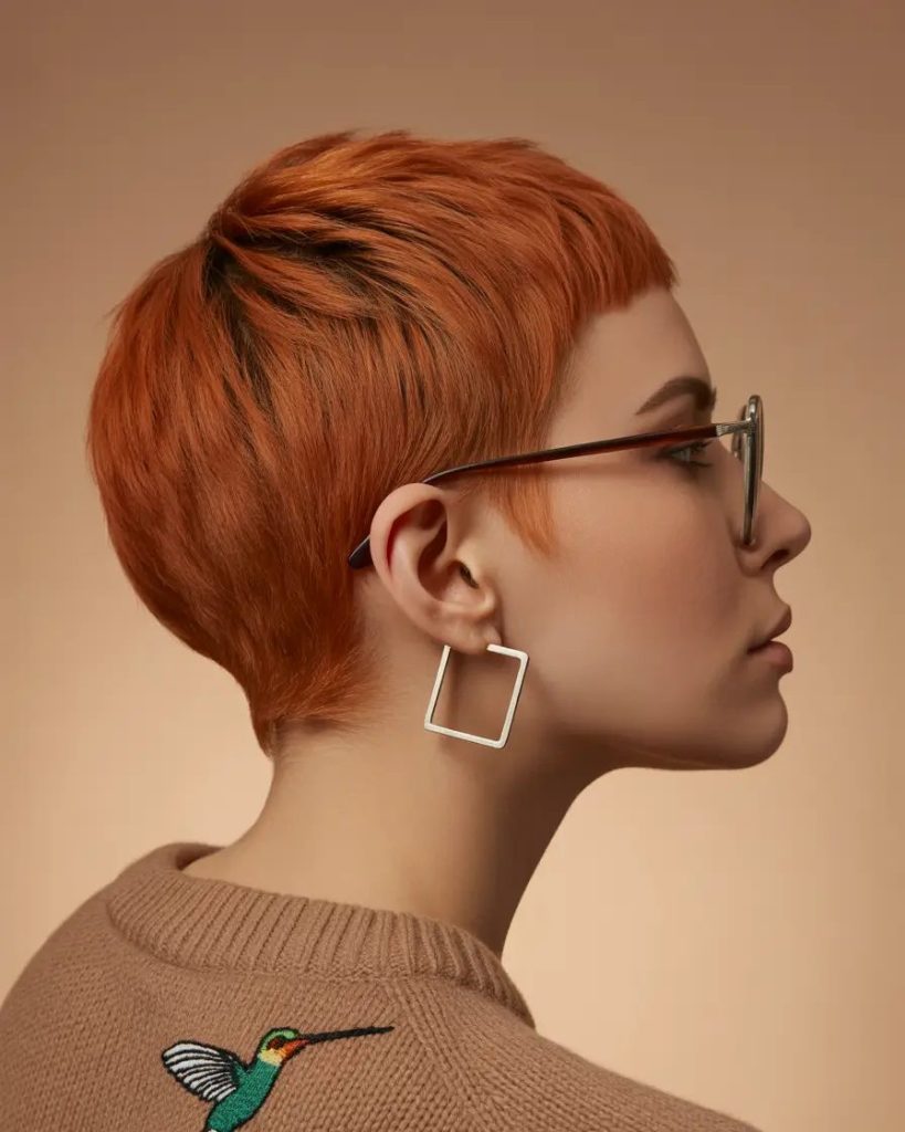 Fiery Red Micro Pixie with Micro Bangs