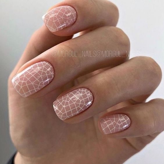 Geometric Grace Sheer Pink with White Geometric Patterns