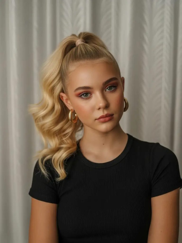 Glam Curves in a High Ponytail
