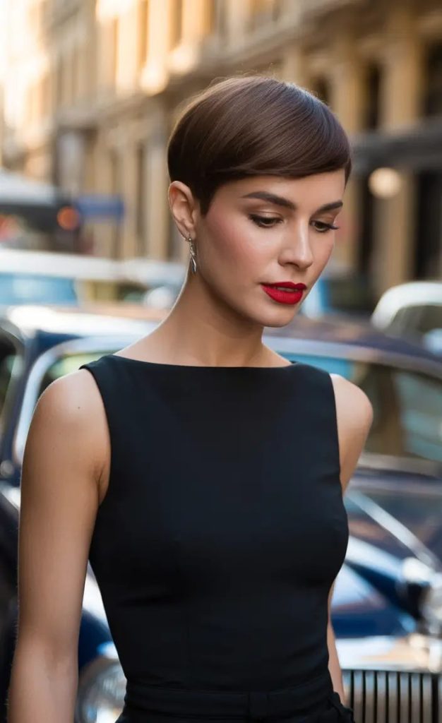 Glossy Sculpted Pixie for Minimalist Elegance