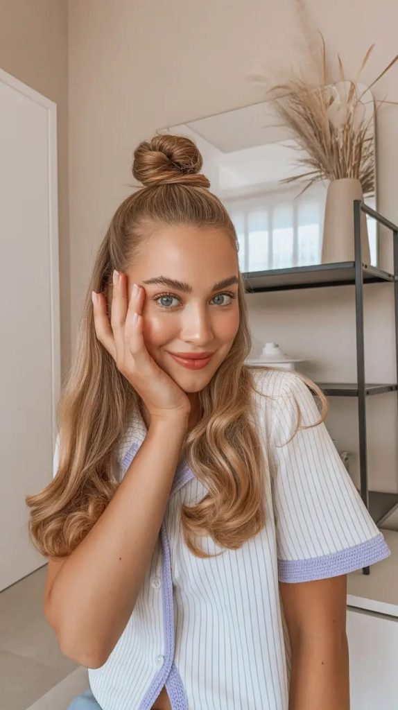 Half-Up Top Knot with Bouncy Ends
