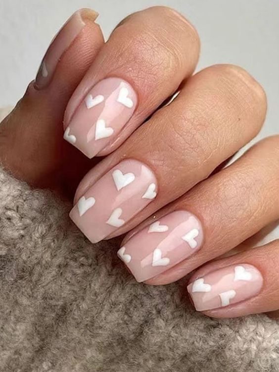 Love at First Sight Heart Accents on Short Nails