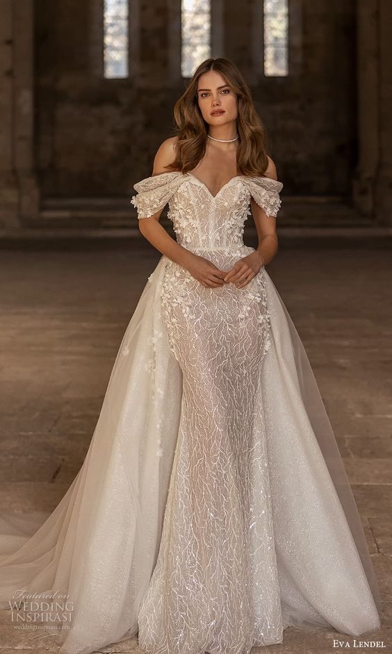 Off-Shoulder Elegance with Lace and Tulle