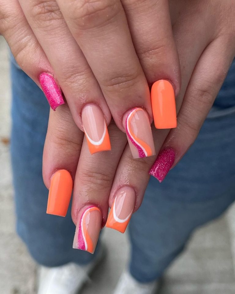 Summer Orange Nail Design Ideas