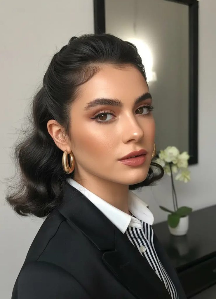 Retro Half-Up Glam with Sculpted Volume