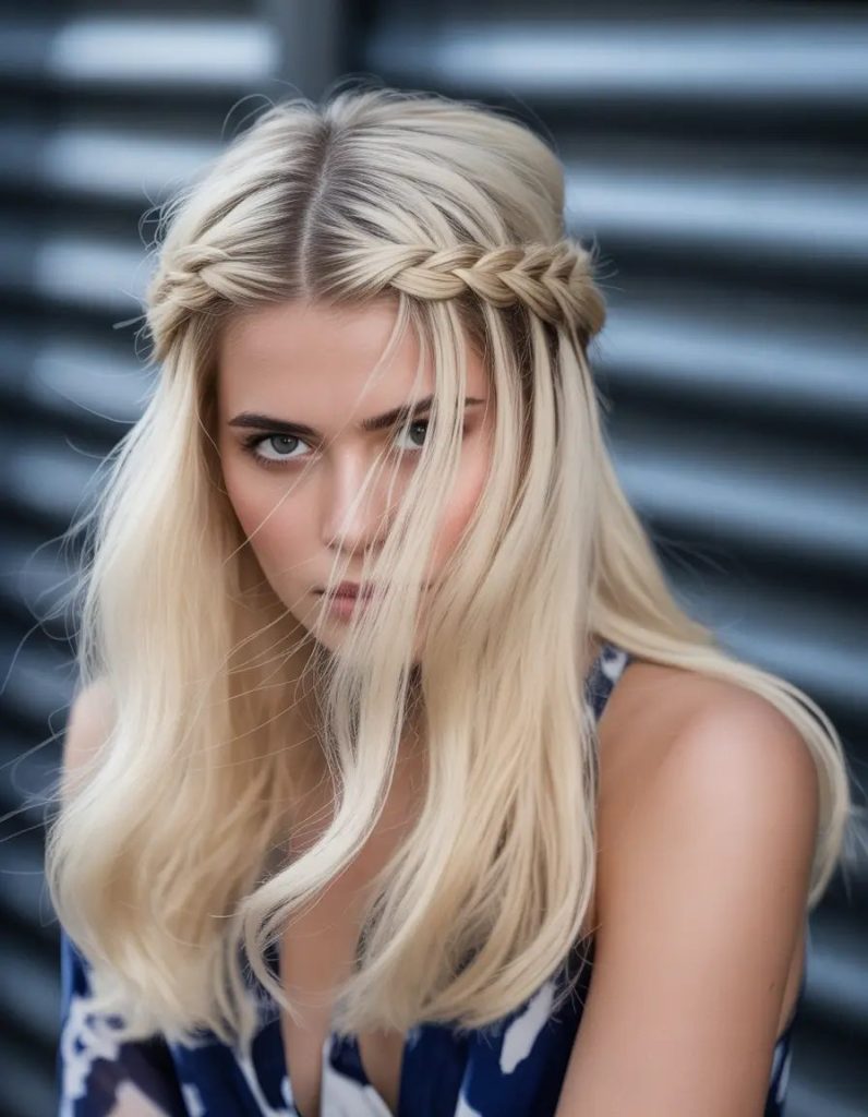 Romantic Crown Braids with Flowing Layers