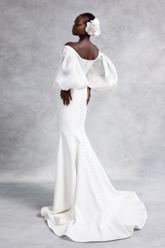 Serene Sophistication Off-Shoulder Elegance with Minimalist Flair