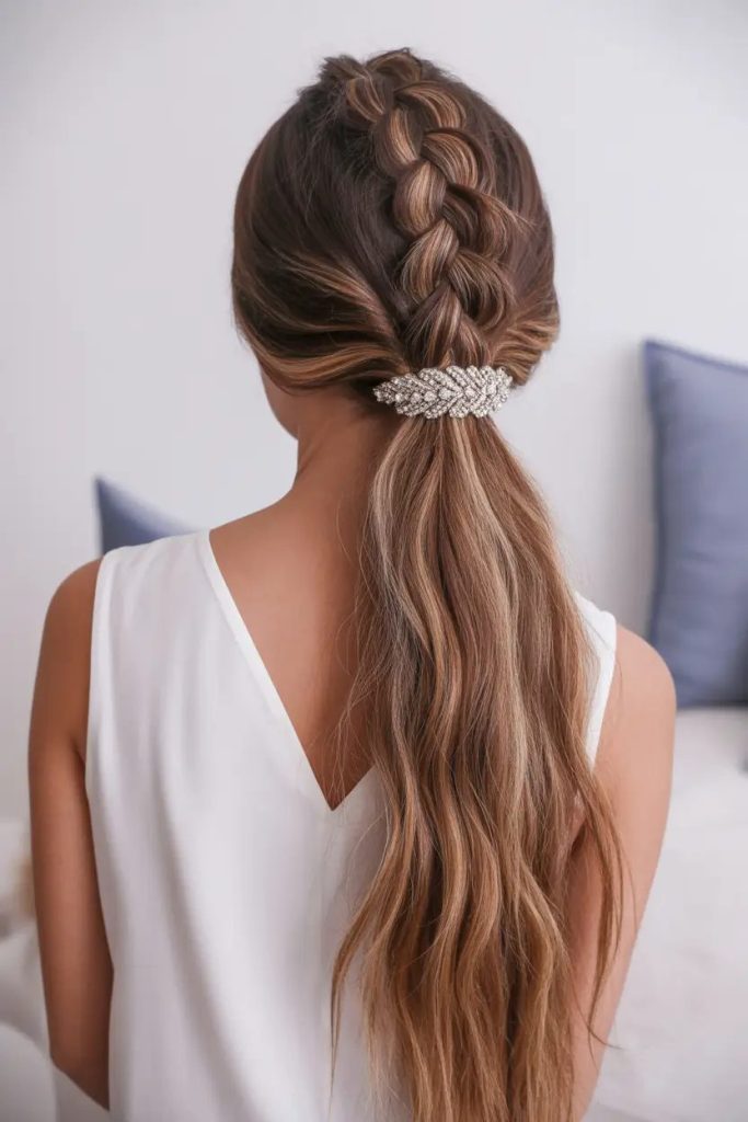 Sleek Braided Pony with Statement Clip
